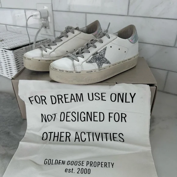Golden Goose LEATHER PLATFORM GLITTER STAR MIRROR SNEAKER . Size 35 - Picture 7 of 11